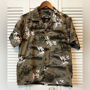 Palmwave Hawaiian 100% Cotton Button Down Vintage-inspired Relaxed Surf Shirt M